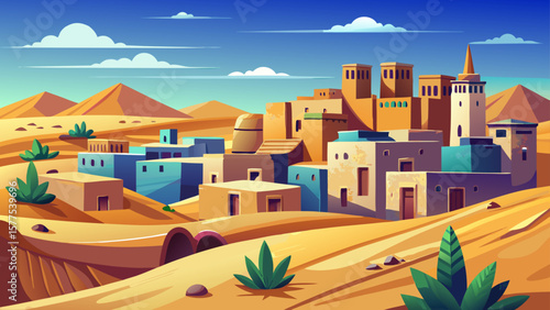 Nouakchott, Mauritania – Sand dunes meet modest buildings under the vast Sahara sky. Camels and city life intertwine in a desert landscape with unique atmosphere.