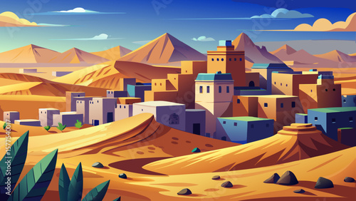 Nouakchott, Mauritania – Sand dunes meet modest buildings under the vast Sahara sky. Camels and city life intertwine in a desert landscape with unique atmosphere.