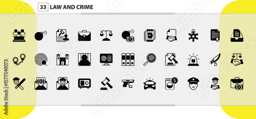 Law and Crime Icons Collection for Legal and Justice Concepts