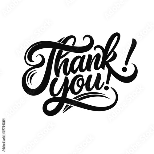 Elegant black script thank you message with flourishes