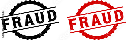 Red/Black Grunge Fraud Rubber Stamps Sign Vector. Fraud stamp, fraud grunge sign, Fraud text written on red stamp
