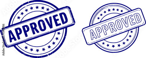 Approved stamp blue ink stamp symbol sign valid seal isolated transparent vector illustration white background confirm accepted received tampon