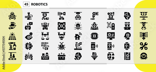 Collection of Icons Representing Robotics and Automation Technology