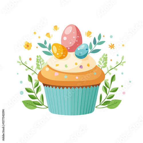 Easter Cupcake Isolated on ...