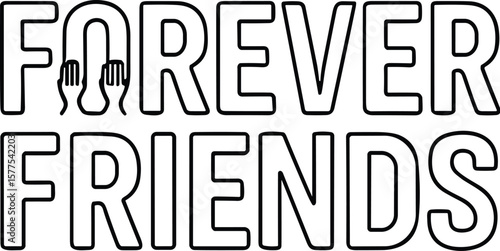 Forever friends vector black silhouette print design
