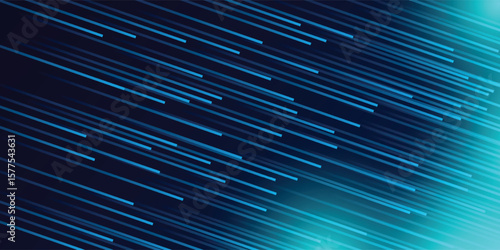 High speed lines moving technology concept. stripes lines with blue light. speed movement pattern and motion blur over dark blue background. Vector Illustration.