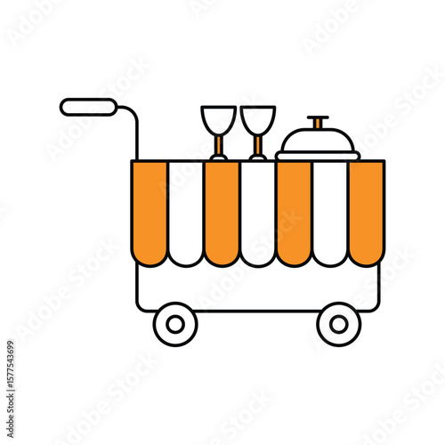 room service lineal color line icon with white background vector stock illustration
