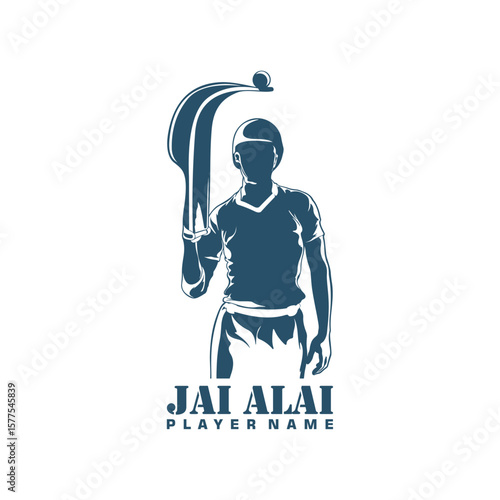 Jai Alai logo design vector. Silhouette Jai Alai Template Illustration.