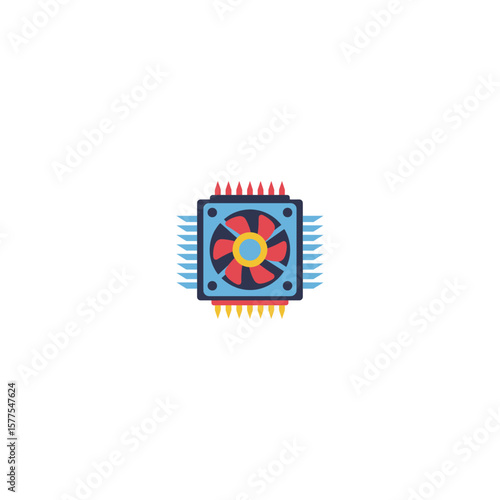 Cpu Cooler icon logo flat vector design