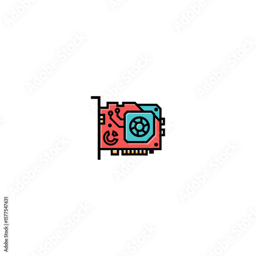 Graphic Card icon logo flat vector design