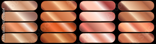 Bronze foil texture gradient templates set. gradient metallic bronze.