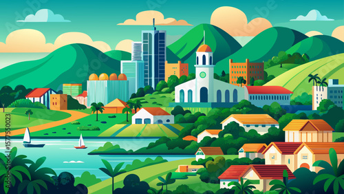 Libreville, Gabon – Green hills, white churches, and modern buildings line this Atlantic city. Rainforests peek through urban sprawl in a calm and colorful coastline.