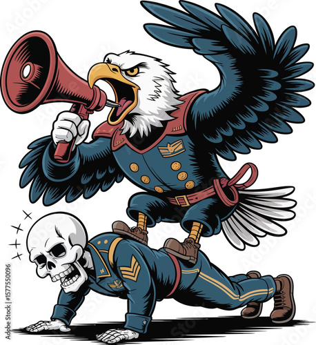 Motivational Eagle Sergeant & Skull Soldier A Powerful Illustration