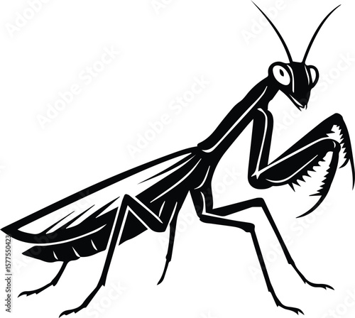 Praying Mantis Vector – Detailed Insect Illustration for Cricut Projects, Tattoos, Stickers, and Educational Art