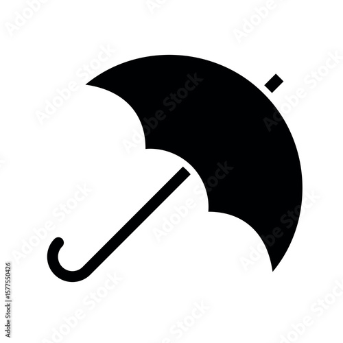 Umbrella icon. Symbol of rain or protection. Means of protection from the sun. Attribute of bad weather or precipitation. Vector icon.