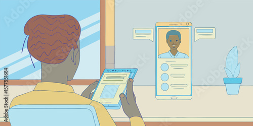 Person video calling on phone communication technology