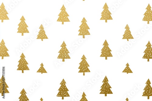Gold Christmas tree pattern on white