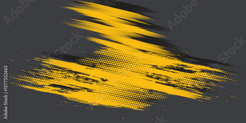 Abstract Sport Grunge Style Background. Grunge Yellow Texture In Dark Background.