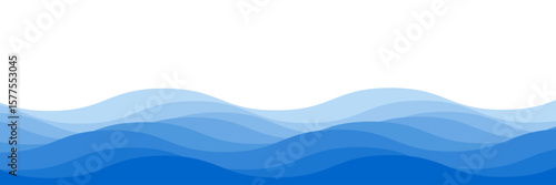 Abstract background water wave pattern. Sea or ocean waves layered vector illustration. Blue river wave layer pattern isolated on transparent background
