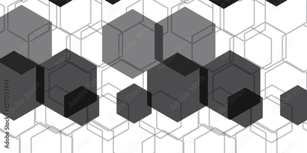 Obraz premium Black and white hexagon geometric patterned background vector illustration.eps10