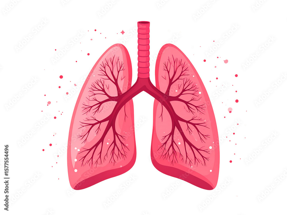 Artistic Vector of Human Lungs with Pink Splash Design Artistic Vector of Human Lungs with Pink Splash Design