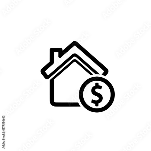 house with dollar coin outline symbol