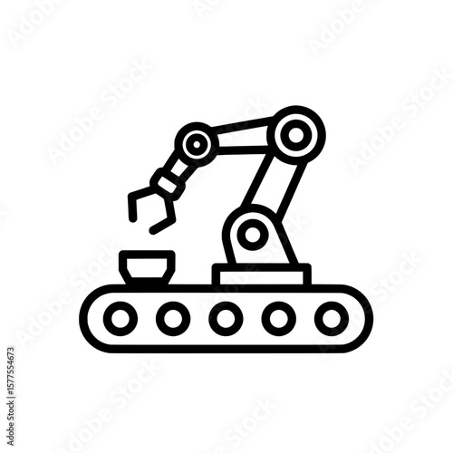 Industrial robotic arm assembling components on conveyor belt