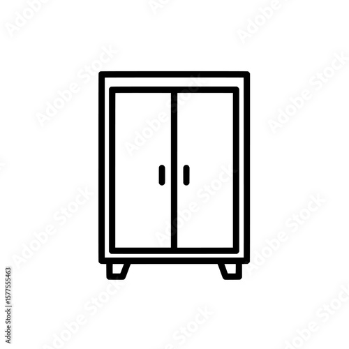 Minimalist wardrobe with double doors and legs for interior space