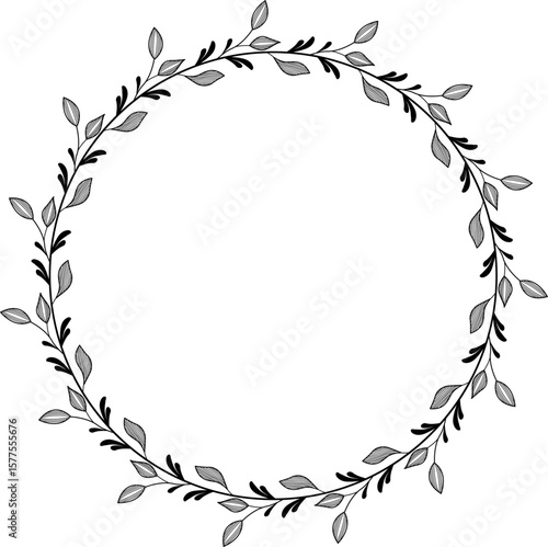Hand Drawn Leaf Wreath Vector
