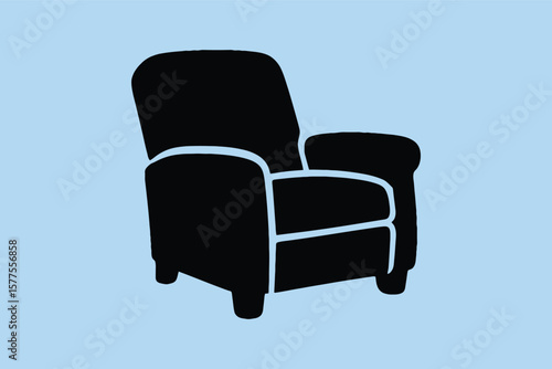 Silhouette of a comfortable recliner chair in minimalist interior design