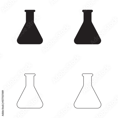 Black and white laboratory flasks science chemistry
