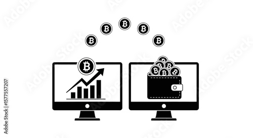 Bitcoin Transfer  Digital Asset Growth and Wallet Management Illustration for Financial Tech