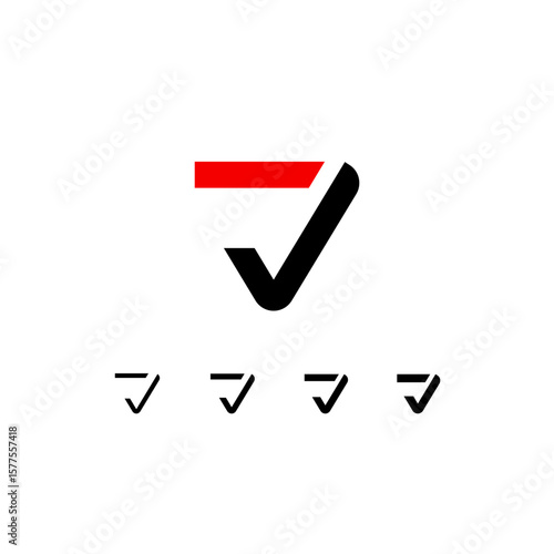 Technical logo number 7, digital cyber space numeral seven, set of four different thicknesses of the (regular, medium, bold, thick) made stencil style