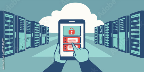 Server room data security on phone technology tech