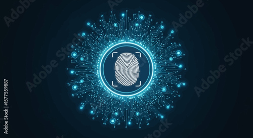 Secure Biometric Authentication Digital Fingerprint Scan for Security Access and Identification