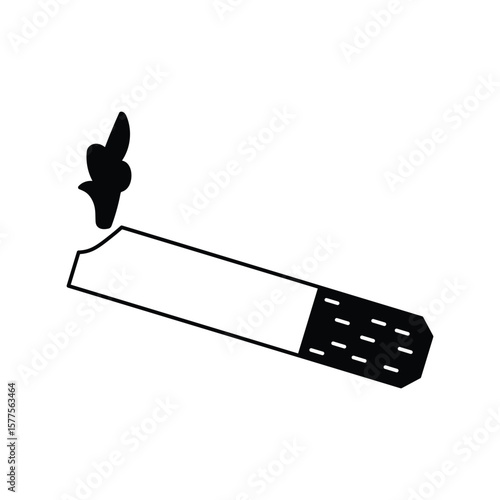 cigarette glyph outline icon with white background vector stock illustration