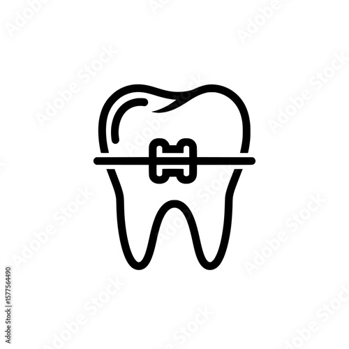 tooth with braces dental orthodontic treatment icon