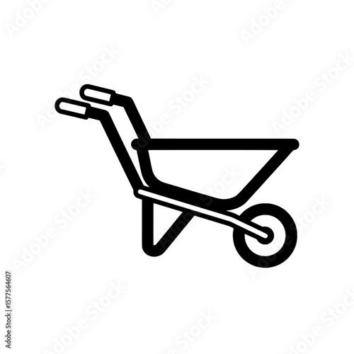 Wheelbarrow outline icon for construction and gardening projects