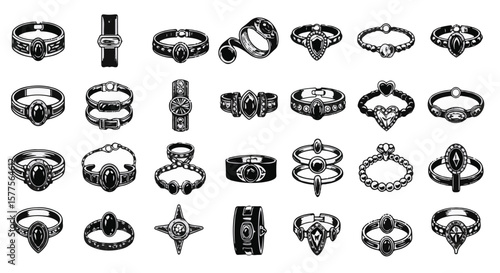Seamless black bracelets vector illustration collection