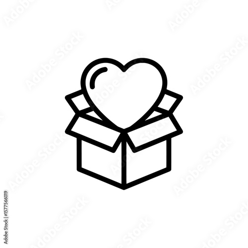 heart inside a gift box symbol with a bow and ribbon