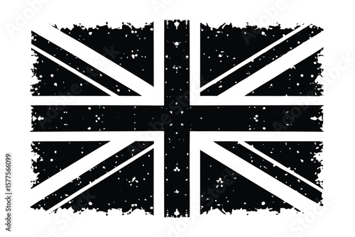 Union Jack Flag Silhouette Grunge Style Vector Art Vintage British Emblem Flat Illustration
