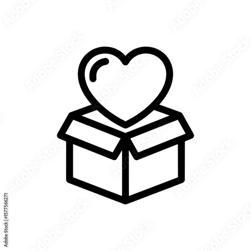 heart in box outline symbol for health and care