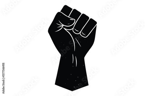 Raised fist silhouette icon flat vector illustration symbol of power protest revolution concept