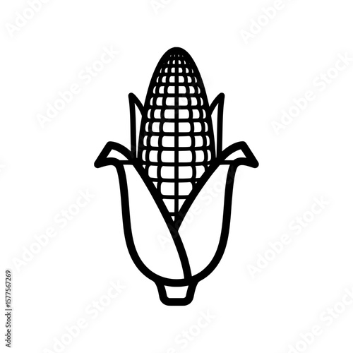Corn cob with husk outline for agricultural and food branding