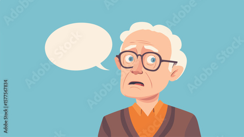 Confused Elderly Man Portrait Showing Tangled Thoughts