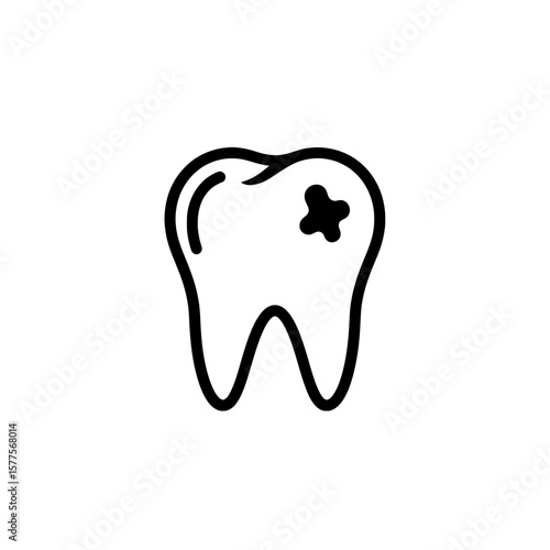 Tooth with cavity and decay for dental health awareness