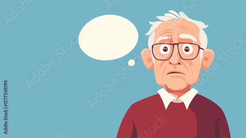 Confused elderly man with tangled hair expression in professional portrait