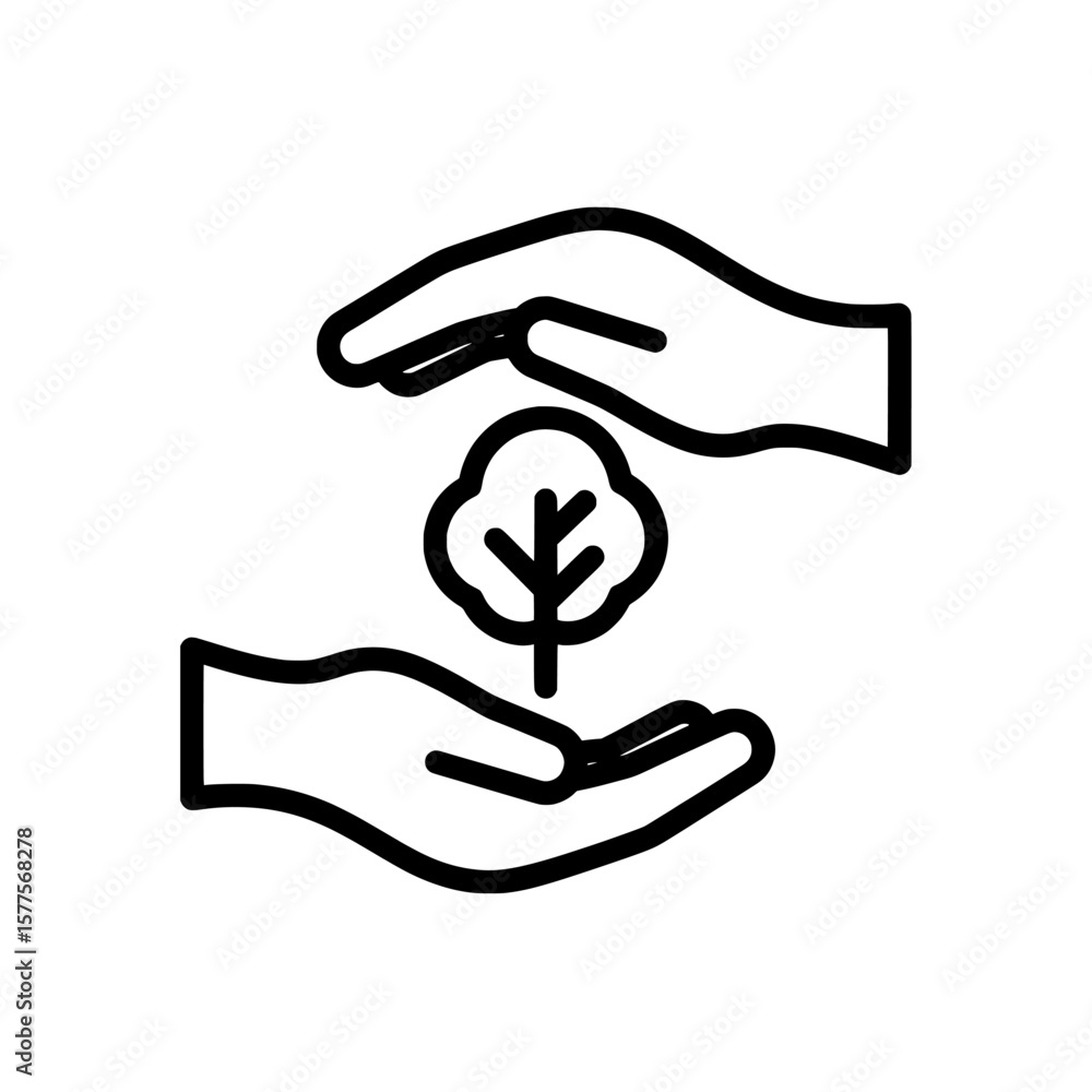 Fototapeta premium Hands holding a seedling representing sustainability and environmental care