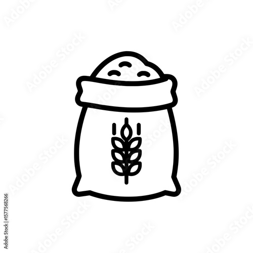 grain sack with wheat icon for food packaging