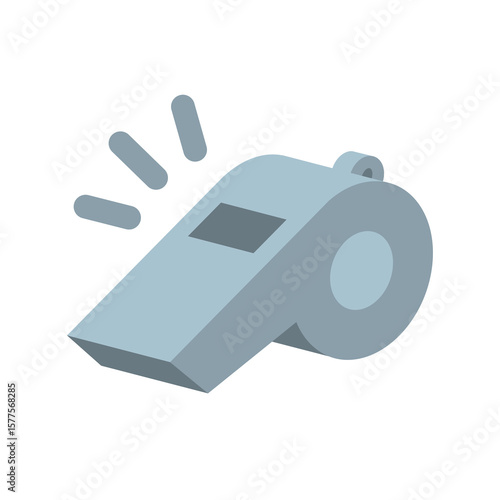 Referee whistle icon. Symbol of sport, match or championship. Referee whistle, attribute of sports referee or violation of game rules. For playing football or hockey, volleyball or basketball. Vector 